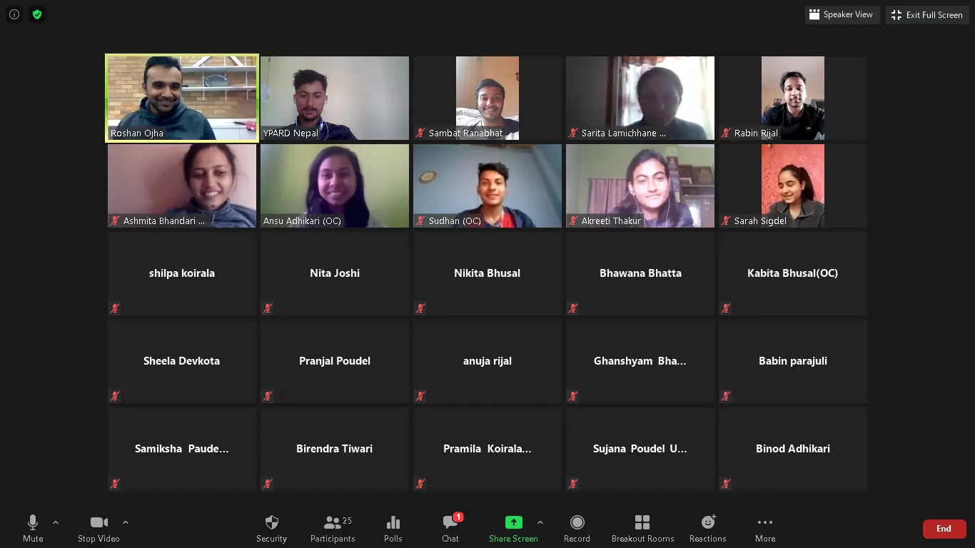 Screen shot of participants